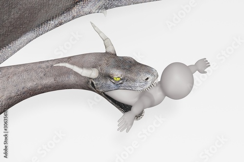 3D Render of Cartoon Character with Dragon