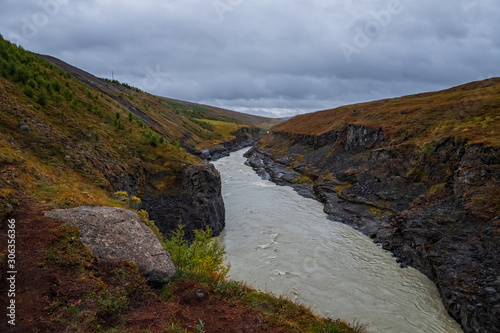 Studlagil basalt canyon  Iceland. One of the most wonderfull nature sightseeing in Iceland. September 2019