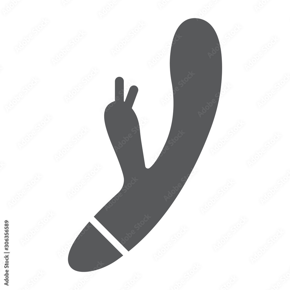 Rabbit vibrator glyph icon, sex toy and adult, clitoris vibrator sign, vector graphics, a solid pattern on a white background, eps 10. Rabbit vibrator glyph icon, sex toy and adult, clitoris vibrator sign, vector graphics, a solid pattern on a white background, eps 10.