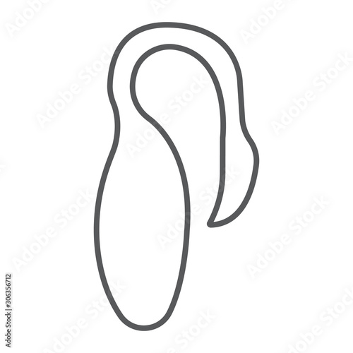 Flamingo wireless vibrator thin line icon, sex toy and adult, clitoris vibrator sign, vector graphics, a linear pattern on a white background, eps 10.