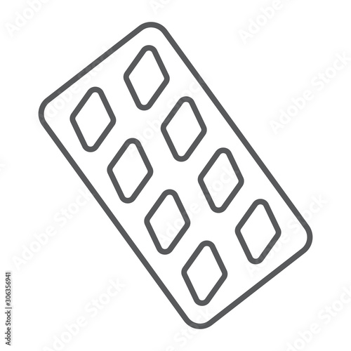 Erection pills thin line icon, health and pharmacy, drug sign, vector graphics, a linear pattern on a white background, eps 10.