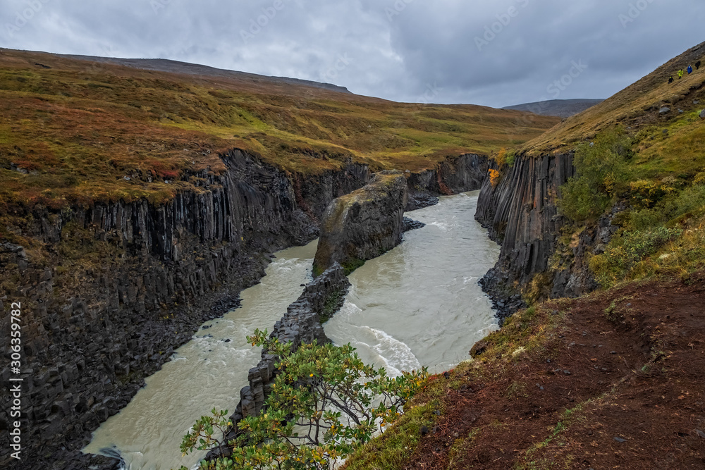 Studlagil basalt canyon, Iceland. One of the most wonderfull nature sightseeing in Iceland. September 2019