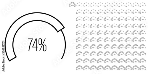 Set of circular sector percentage diagrams meters from 0 to 100 ready-to-use for web design, user interface UI or infographic - indicator with black