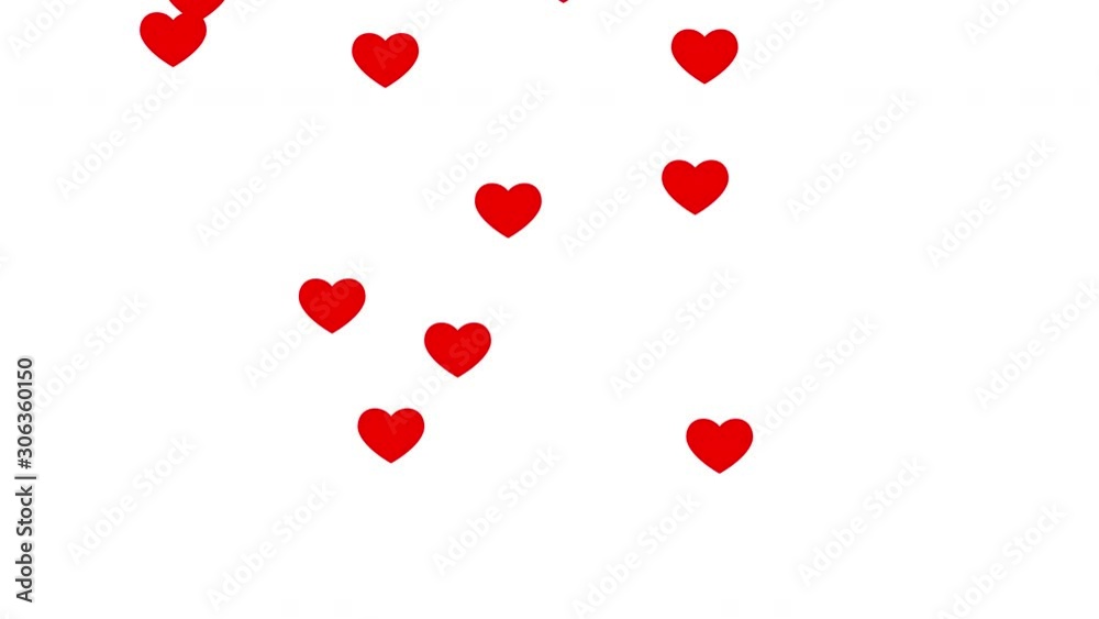 4k beautiful Valentine day and love background with moving heart shape in red color over white background. Render in PRORES 4444. Romantic design for use as background or intro.