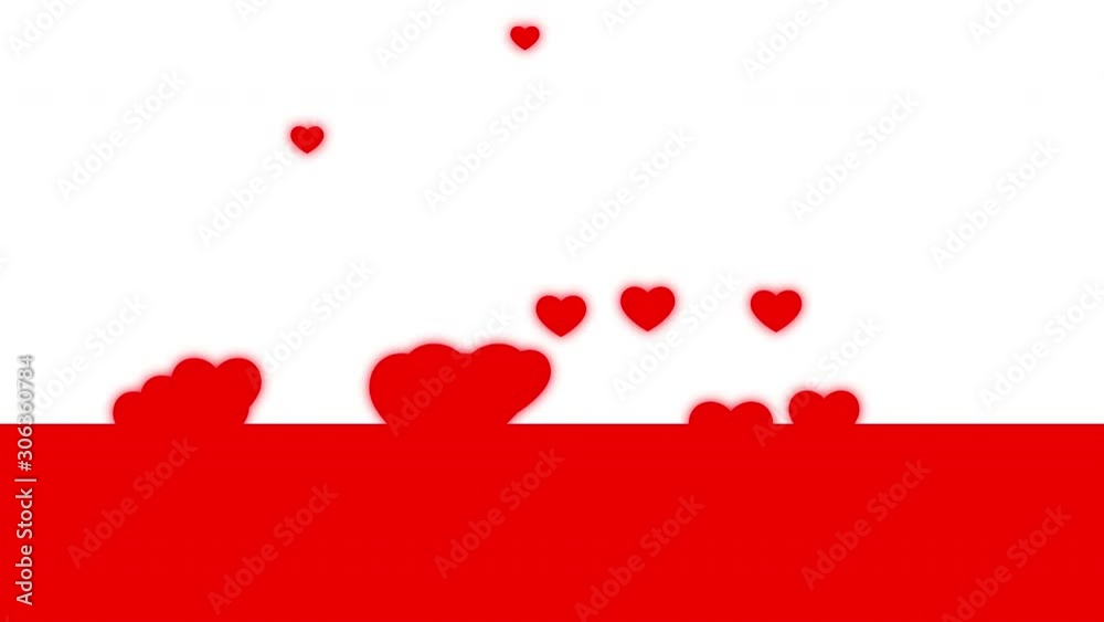 4k beautiful Valentine day and love background with moving heart shape in red color over white background. Render in PRORES 4444. Romantic design for use as background or intro.