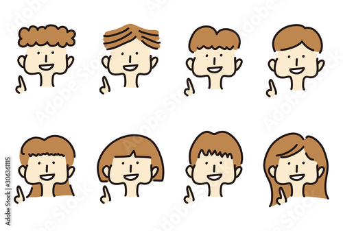 手描きの人物イラスト セット