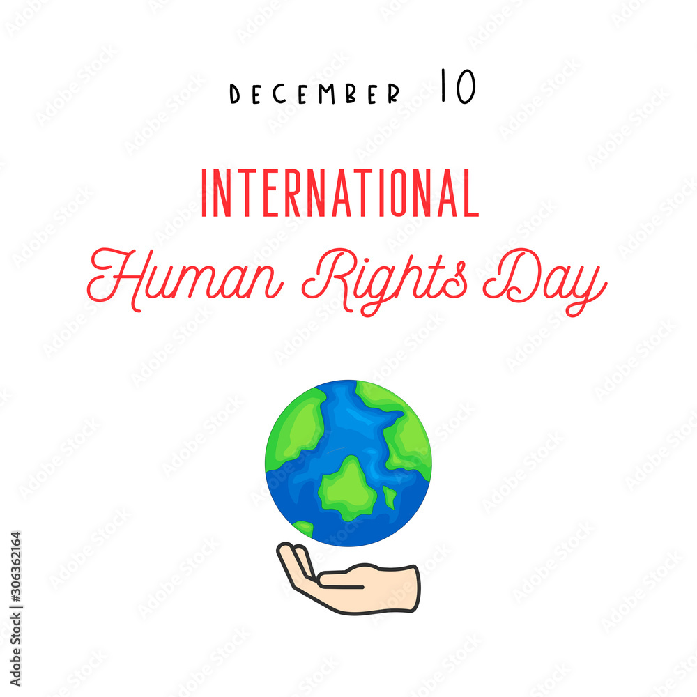 International human rights day poster with earth illustration. International human rights day poster with earth illustration.