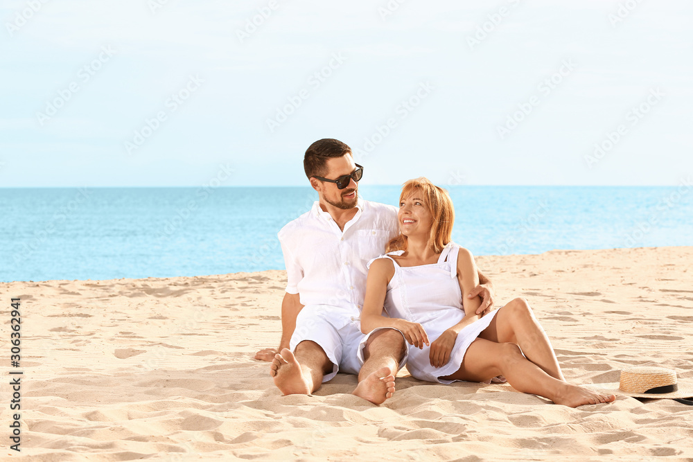 Happy couple resting at sea resort Happy couple resting at sea resort