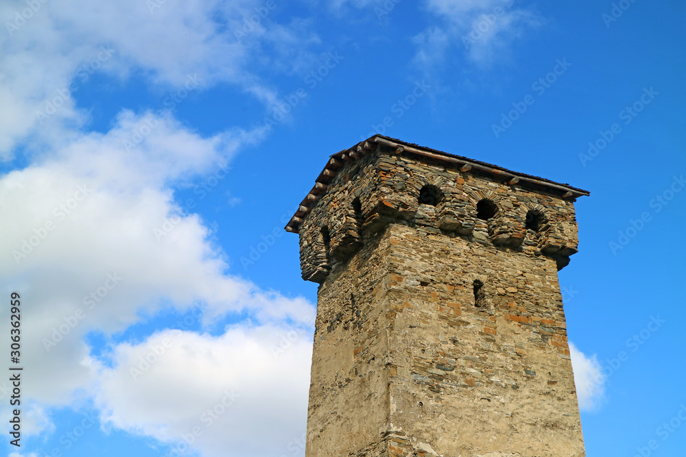 The Well-preserved Svan Tower-house UNESCO World Heritage Site in Mestia, Svaneti Region, Georgia The Well-preserved Svan Tower-house UNESCO World Heritage Site in Mestia, Svaneti Region, Georgia