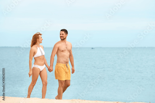 Happy couple at sea resort