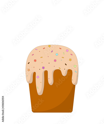  Festive Easter cake on a white background. Isolated cupcake in flat style. Vector. illustration