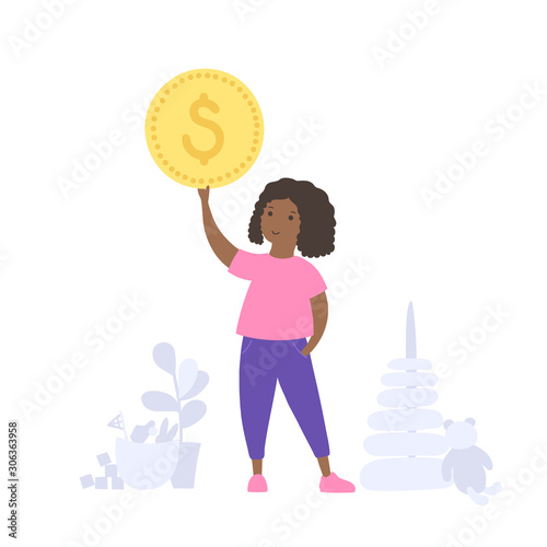 Vector child finance isolated illustration 
