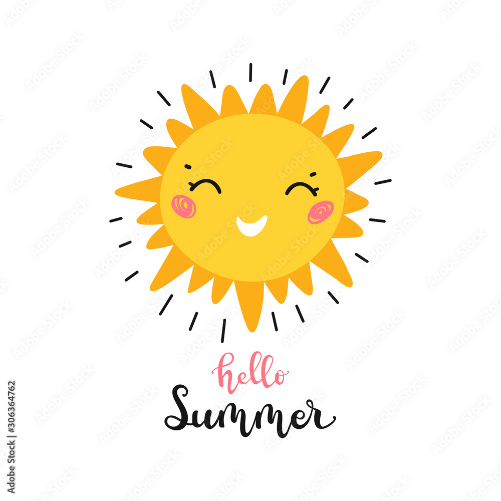 T-shirt Print Design for Kids with Little Cute Smiling Sun Icon and T-shirt Print Design for Kids with Little Cute Smiling Sun Icon and
