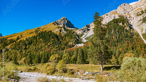 Beautiful alpine autumn or indian summer view at the famous Big Maple Ground, Tyrol, Austria