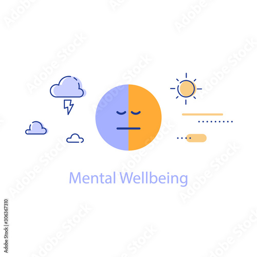 Mental health, bipolar disorder concept, negative or positive thinking