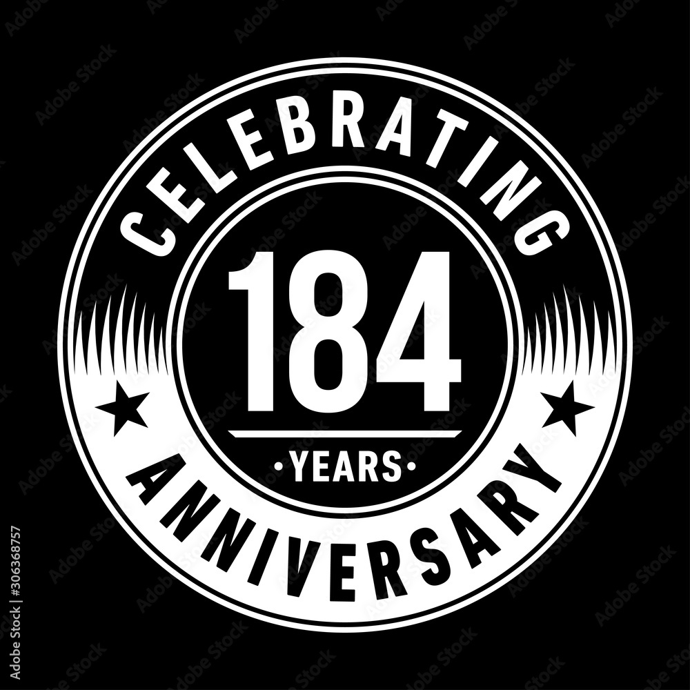184 years anniversary celebration logo template. One hundred eighty four years vector and illustration.
