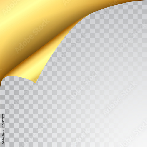 Paper page with curled corner and shadow. Template for your design. Set. Vector illustration