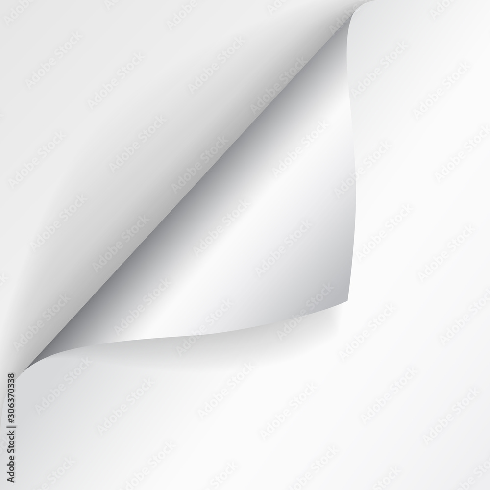 Paper page with curled corner and shadow. Template for your design. Set. Vector illustration Paper page with curled corner and shadow. Template for your design. Set. Vector illustration