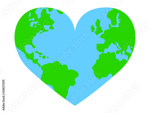 EPS 10 vector. The planet in a shape of heart. Save the planet concept.