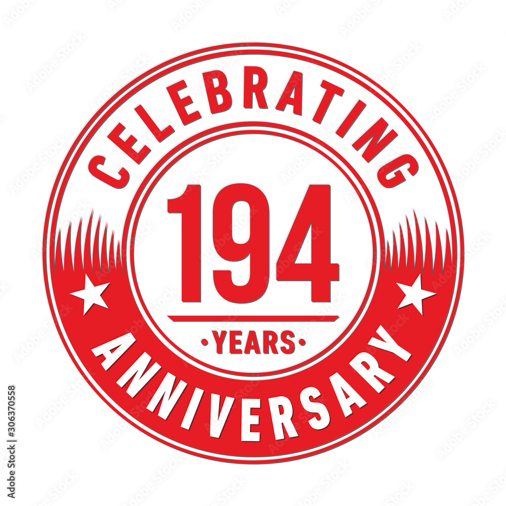 194 years anniversary celebration logo template. One hundred ninety four years vector and illustration.