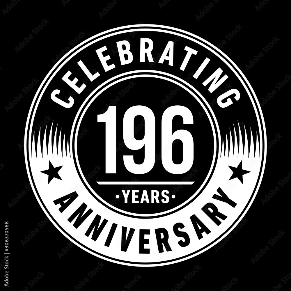 196 years anniversary celebration logo template. One hundred ninety six years vector and illustration.