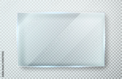 Glass plates set. Glass banners on transparent background. Flat glass clear window. Vector illustration