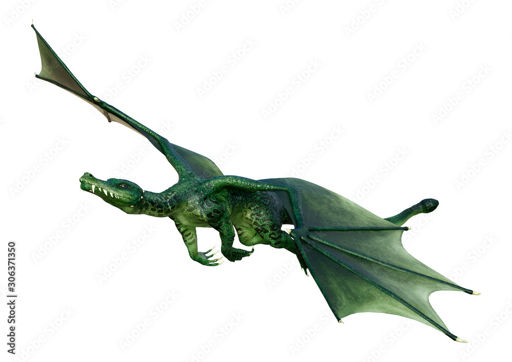 3D Rendering Fairy Tale Dragon on White 3D Rendering Fairy Tale Dragon on White