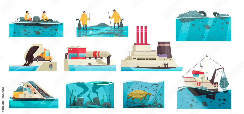 Water Pollution Icon Set