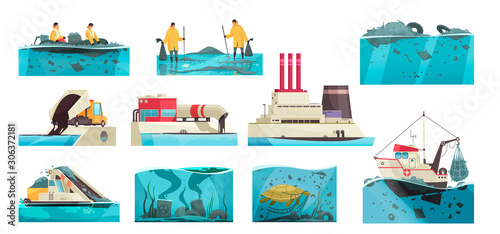 Water Pollution Icon Set