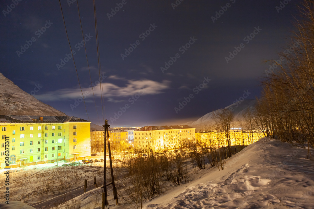 Fototapeta premium Night city in the mountains 