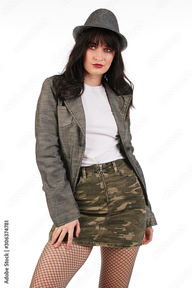 Blank t-shirt mock-up - Grunge, rock punk girl ready for your design Blank t-shirt mock-up - Grunge, rock punk girl ready for your design