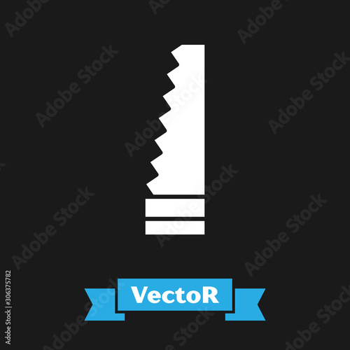 White Garden saw icon isolated on black background. Vector Illustration