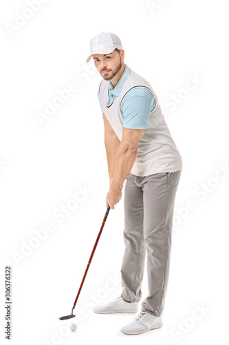 Handsome male golfer isolat...
