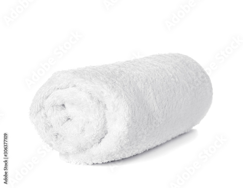 Clean rolled towel isolated on white