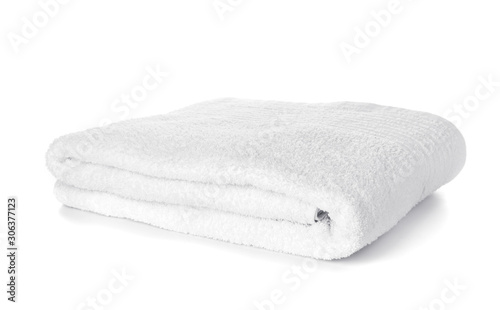 Soft clean towel isolated on white