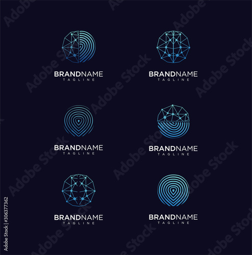 Set of Circle Tech logo template,Technology logo simple tech design. Vector creative abstract circle round flow shape modern icon for construction technology . Circle Tech Logo