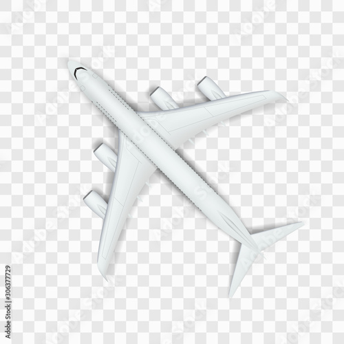 Abstract White Big Airplane On Transparent Back