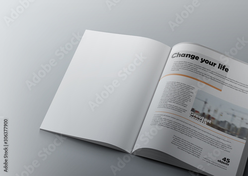 3D Magazine Design Concept. Clean White Page