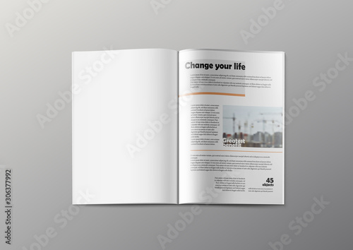 3D Magazine Design Concept. Clean White Page
