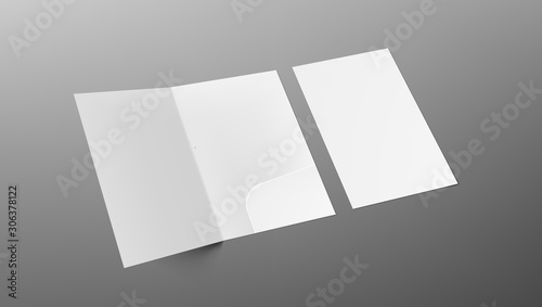 3D A4 Size Single Pocket Folder Mock Up Isolated