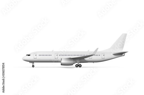 Blank White Airplane Or Airliner Side View