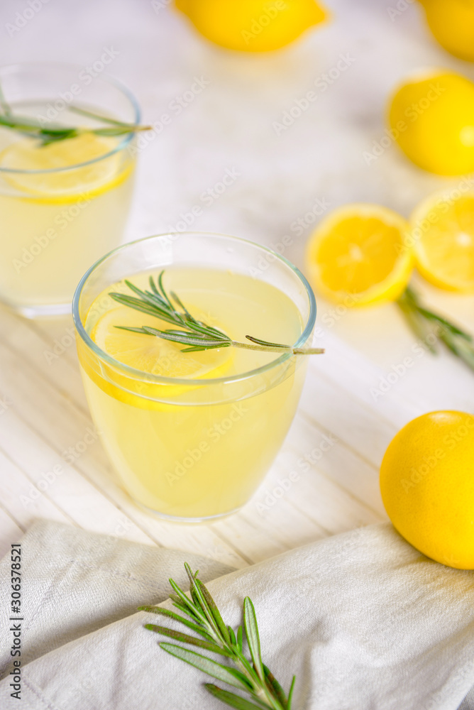 Glass of fresh lemonade on table Glass of fresh lemonade on table