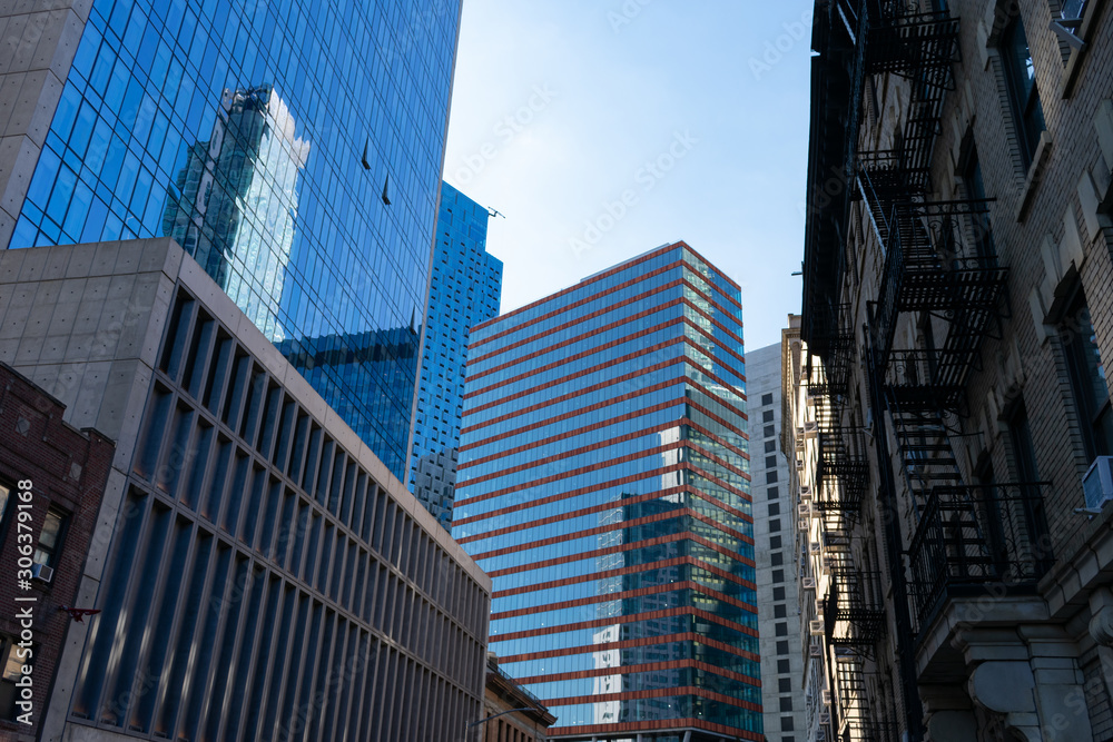 Modern and Old Office and Residential Skyscrapers in Long Island City Queens New York