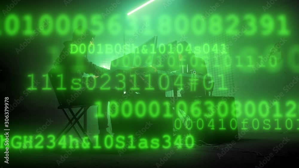 Two Young Hackers with masked faces Breaks into Corporate Data Servers from His Underground Hideout with Running Numbers Code Effect.4K (UHD) Two Young Hackers with masked faces Breaks into Corporate Data Servers from His Underground Hideout with Running Numbers Code Effect.4K (UHD)