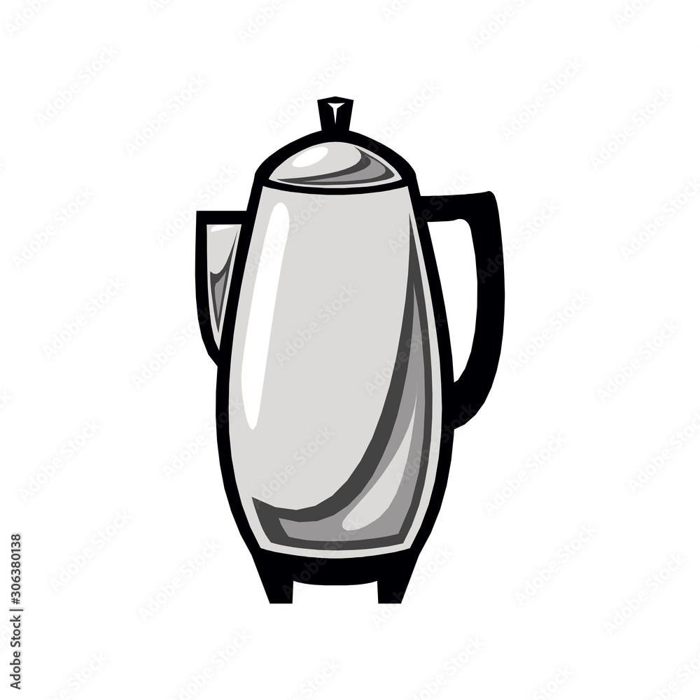 Obraz premium Electric kettle color flat isolated on white icon
