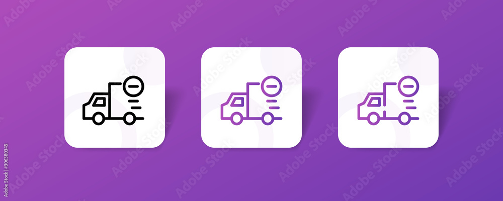 truck deliver with minus mark line / outline icon style truck deliver with minus mark line / outline icon style
