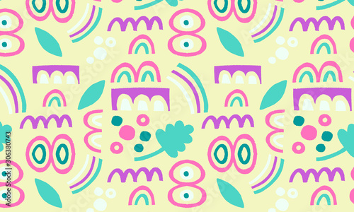 Geometric abstract shapes hand drawn pattern seamless