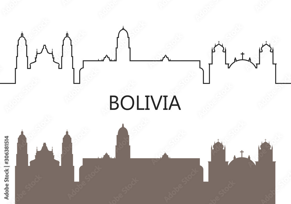 Bolivia logo. Isolated Bolivian architecture on white background