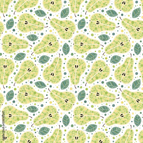 Frash pears modern beauty doodle seamless pattern.