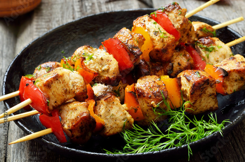 Appetizer chicken kebab with bell pepper